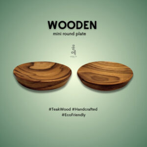 Wooden Mini Round Plate Teak Wood  (2 Pieces)