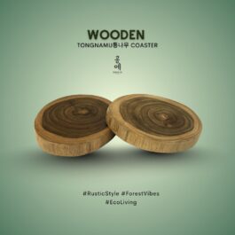 Wooden TONGNAMU통나무COASTER Natural Coasters 2 Pieces