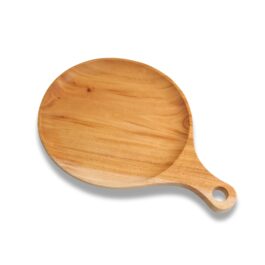 Wooden Round Serve Handle Board Mahogany Pizza Platter