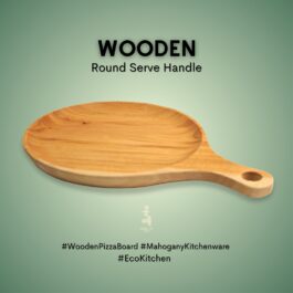Wooden Round Serve Handle Board Mahogany Pizza Platter