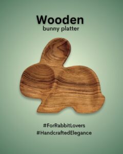 Wooden Bunny Platter Easter Theme