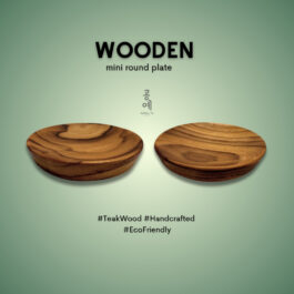 Wooden Mini Round Plate Teak Wood  (4 Pieces)